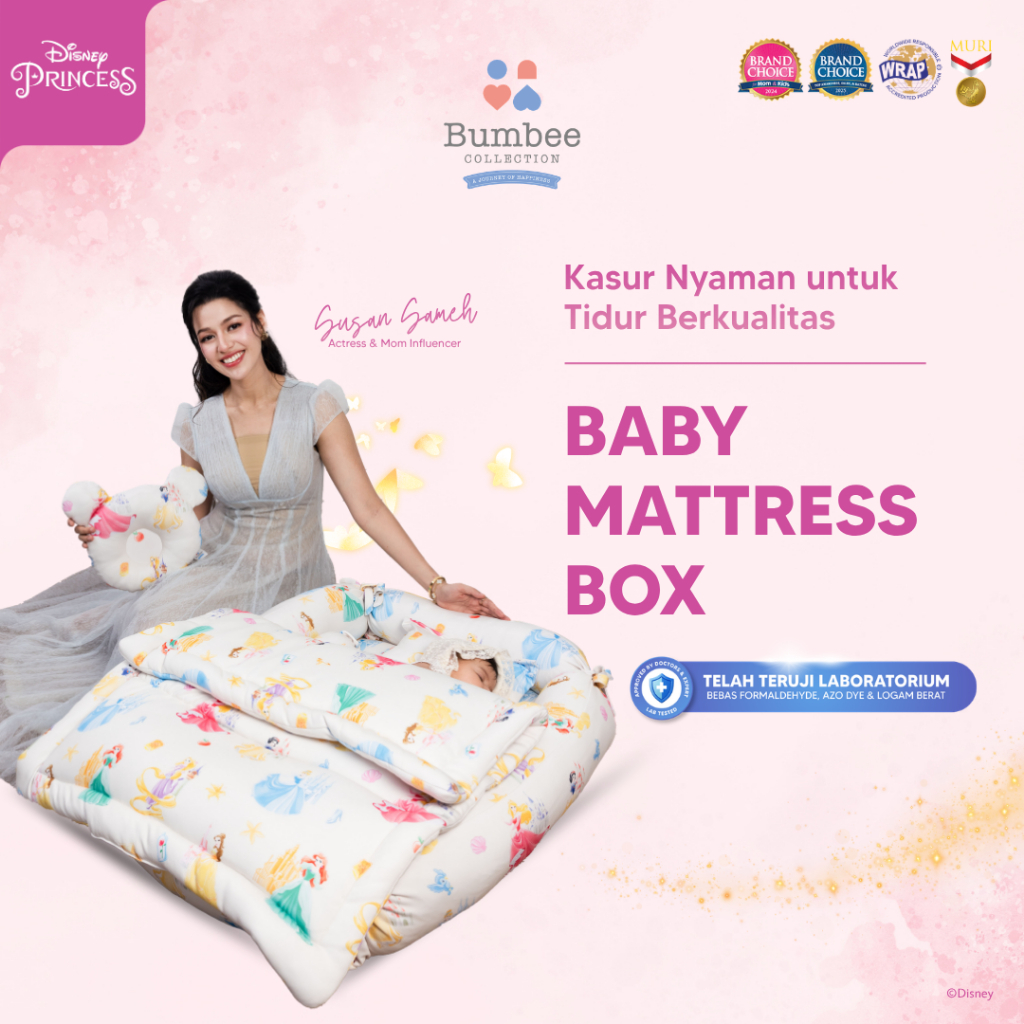 Bumbee Baby Mattress Box Disney – Kasur Kotak Bayi dengan Kelambu Anti Nyamuk | Tidur Berkualitas Tu