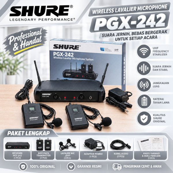 MIC WIRELESS SHURE PGX-242 JEPIT 2 – MICROPHONE CLIP ON