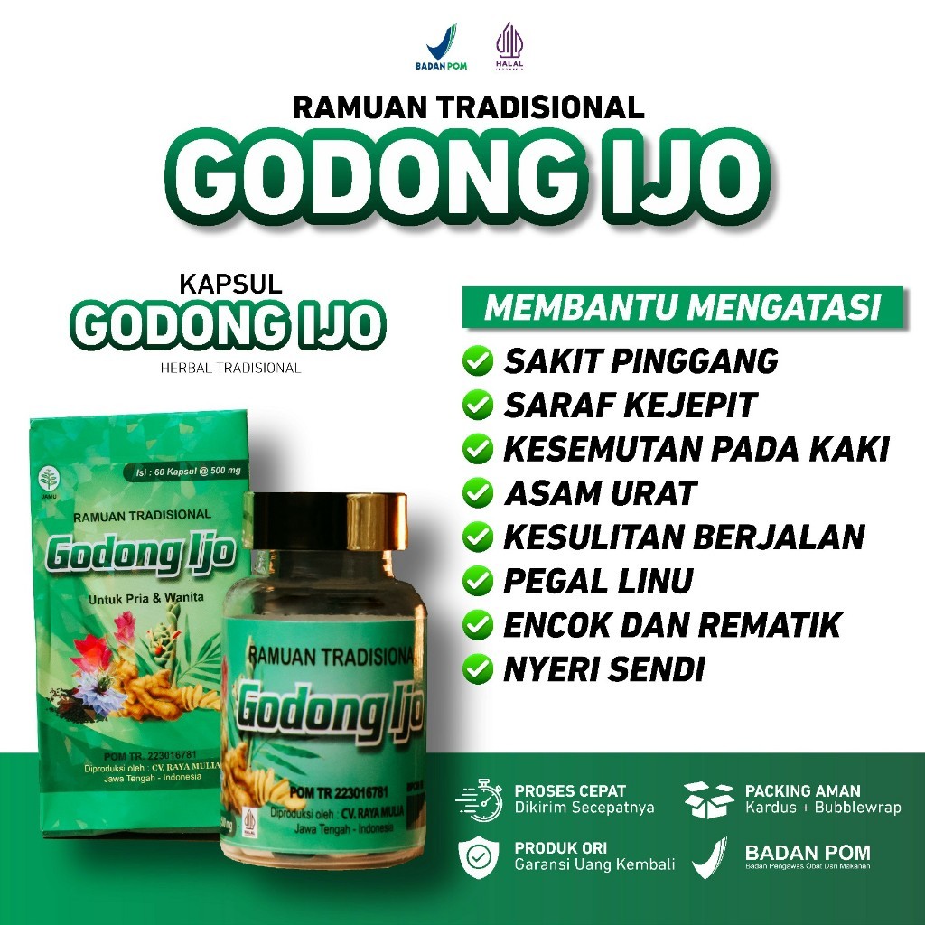Godong IJo Original 100% Asli Kapsul Obat Herbal nyeri sendi asam urat sakit pinggang