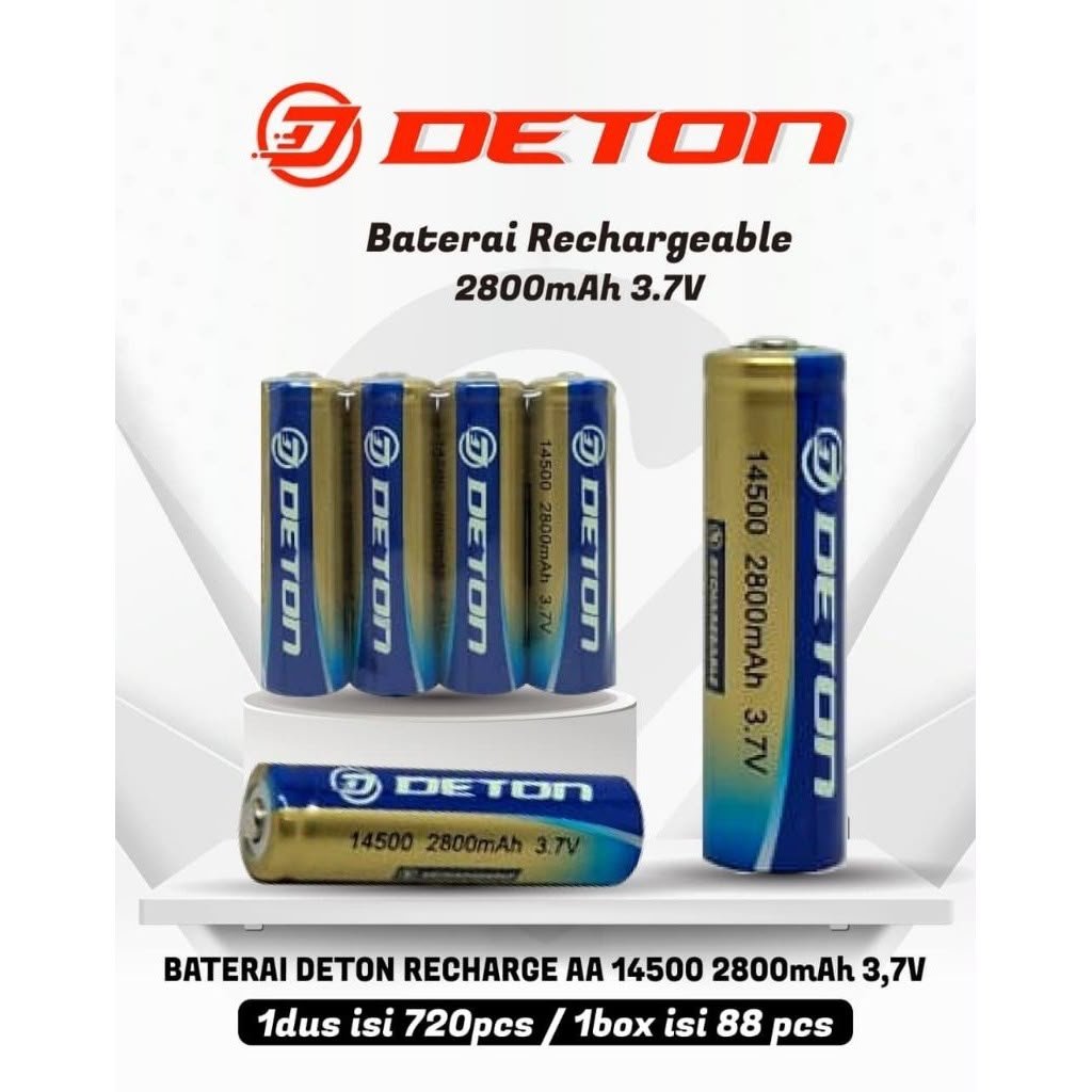 BATERAI 14500 DETON 3.7V Baterai CAS A2 Rechargeble Ni-Mh 2800mAh 14500 3,7V AA