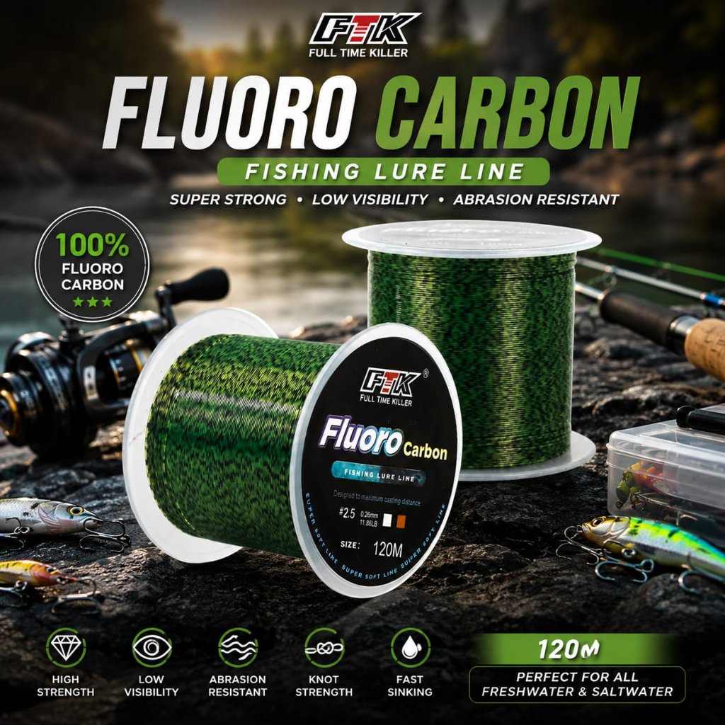 FTK Senar Benang Pancing Fluorocarbon Coating 120M