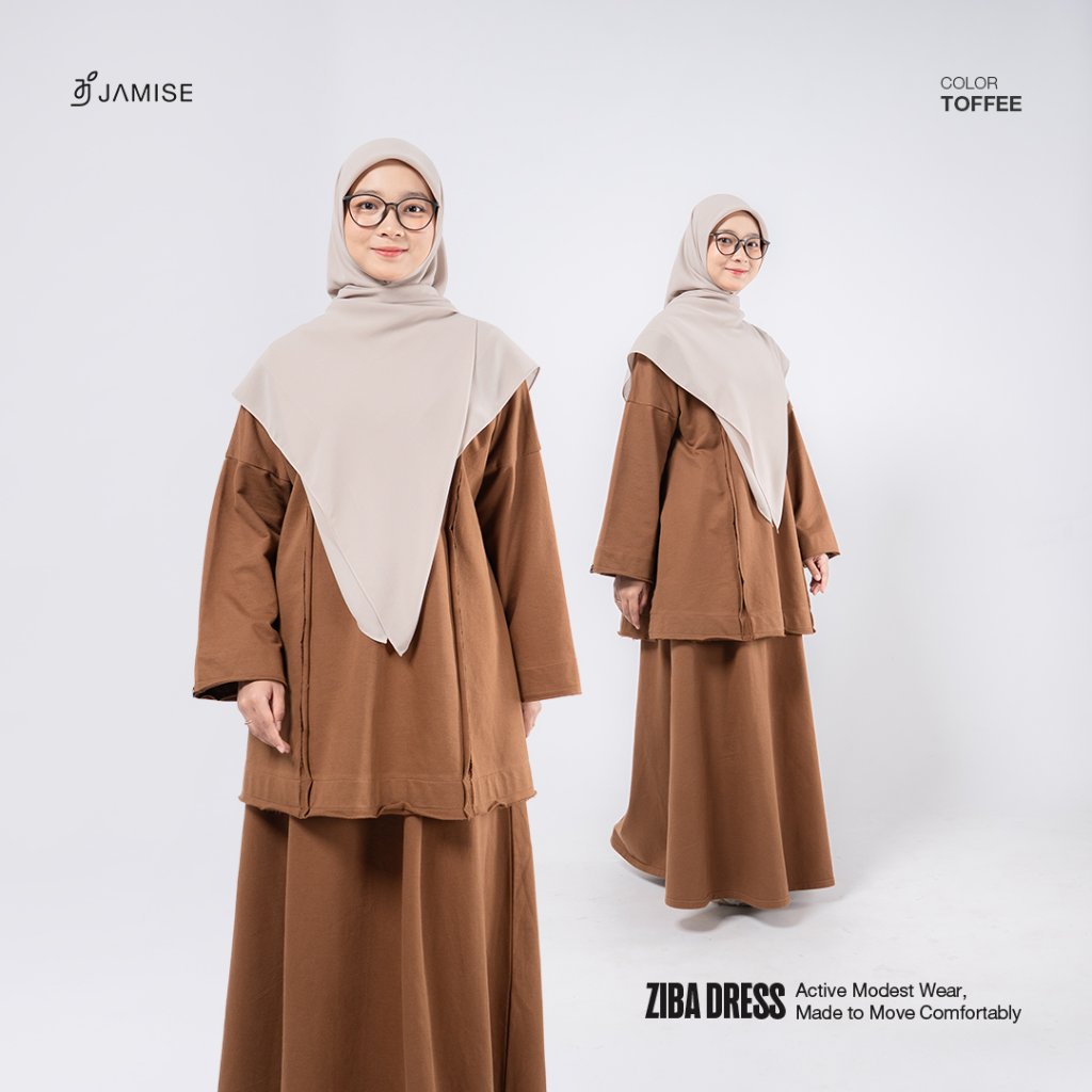 Jamise Ziba Dress - Set Tunik dan Rok Minimalist Detail Unfinished