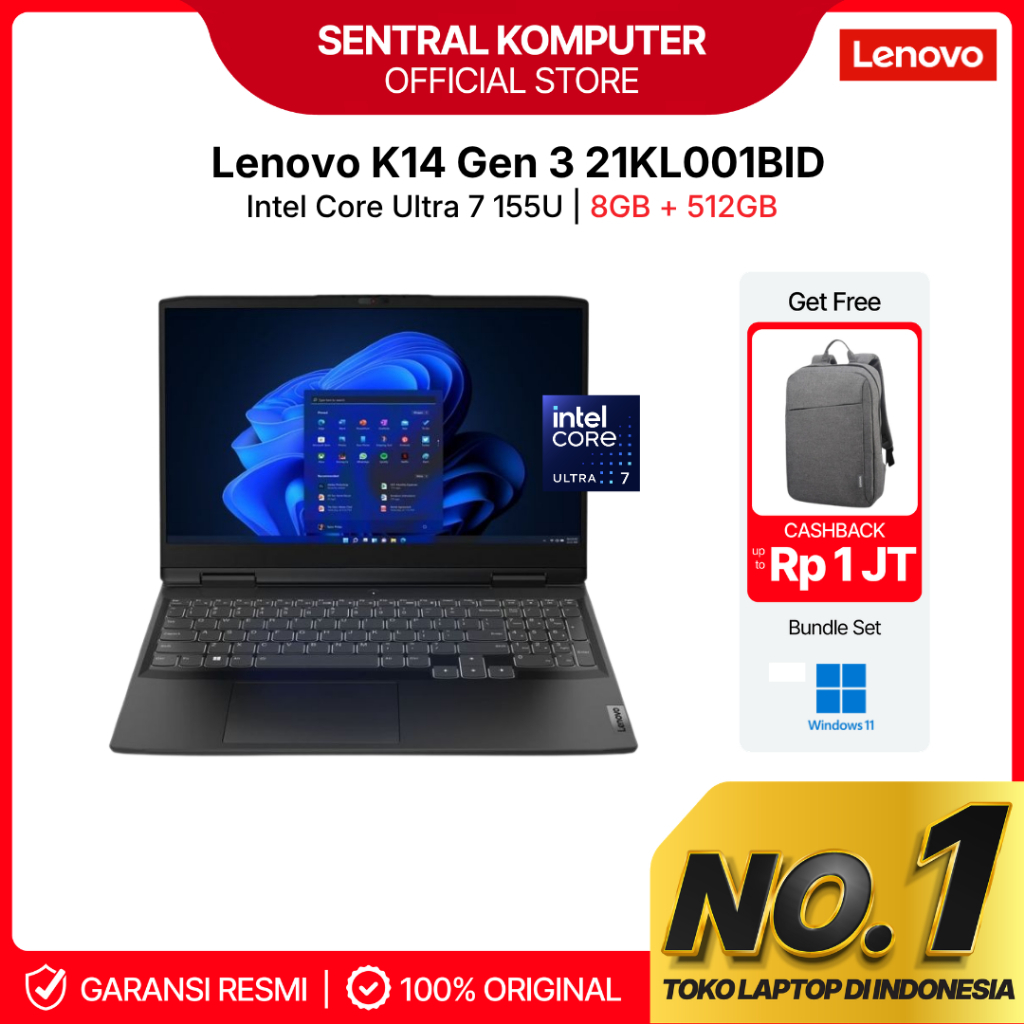 LENOVO K14 GEN 3 TKDN - ULTRA 7 155U 8GB 512GB SSD 14" WUXGA WIN11