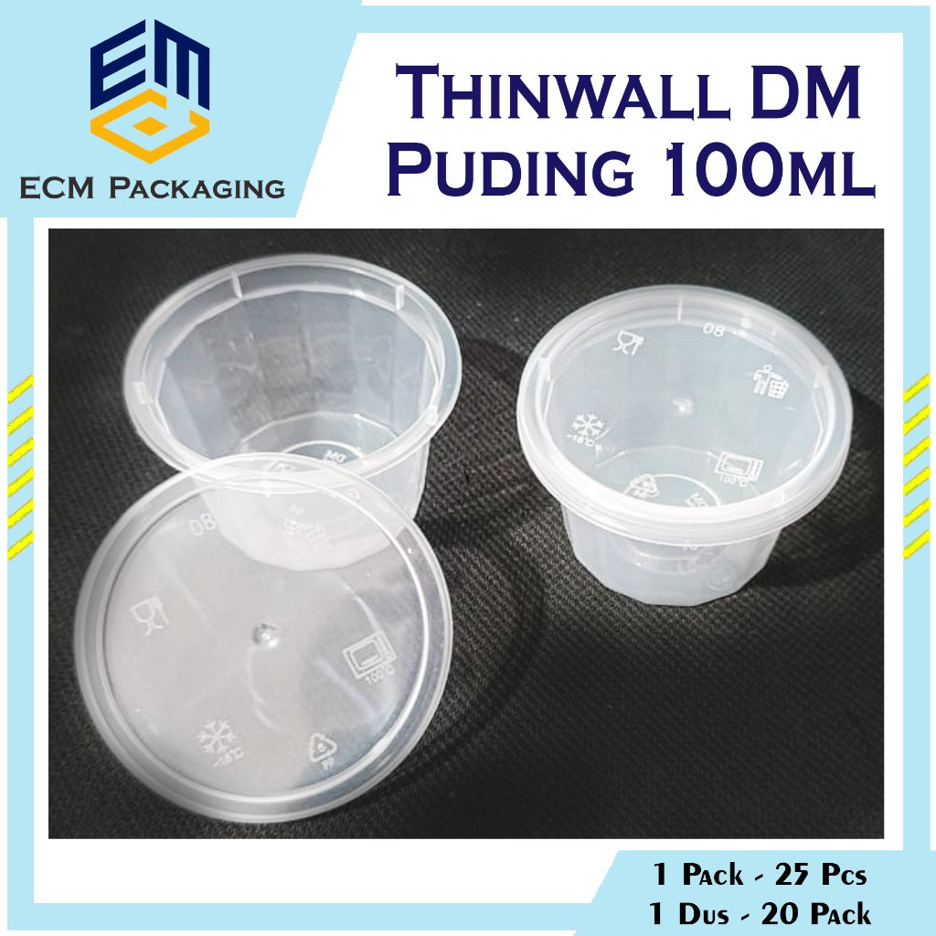 25pcs THINWALL DM PUDING 100ML | CUP PUDING 100 ML | Thinwall DM / Food Container 100ml