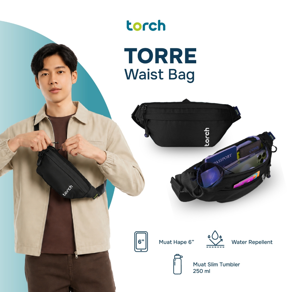 TORCH Torre Tas Pinggang Selempang Konser Ringan Anti Air Pria Wanita - Waist Bag Waterproof