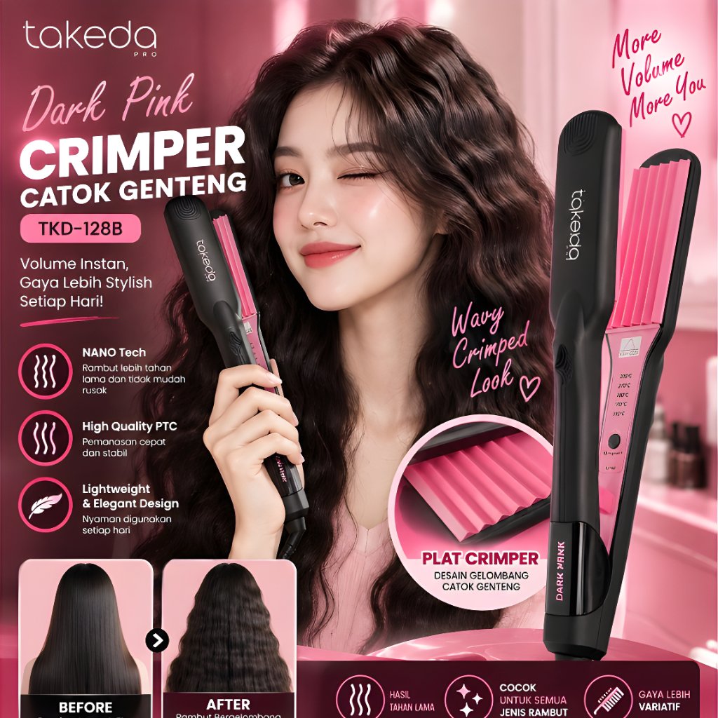 TakedaPro  TKD-128B  Catok Dark Pink Crimper