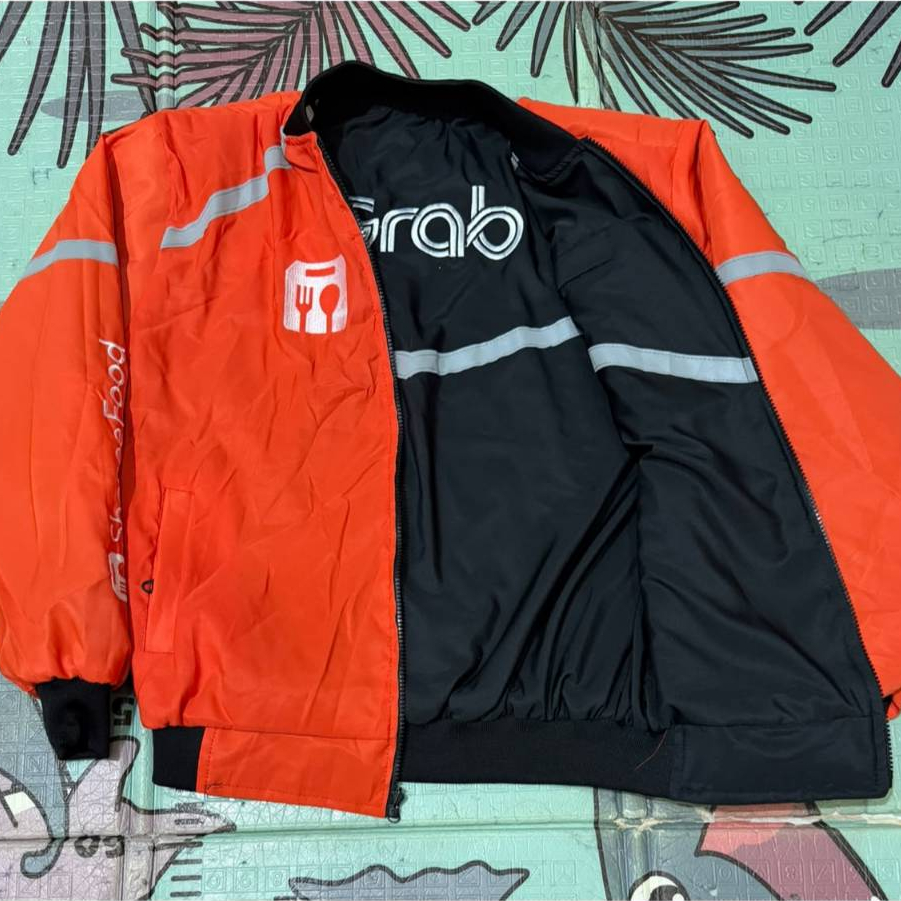 JAKET PRIA WANITA DUA AKUN MODEL TERBARU #JAKET GRAB HITAM BOLAK BALIK SOPI OREN KEREN