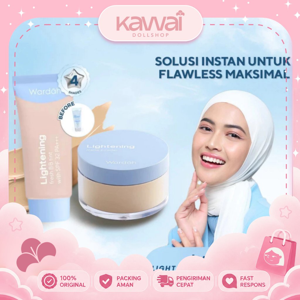 WARDAH [ 2in1] Lightening Fresh BB Tint 15ml + Lightening Matte Powder 20g - Bedak Tabur dengan Smoo