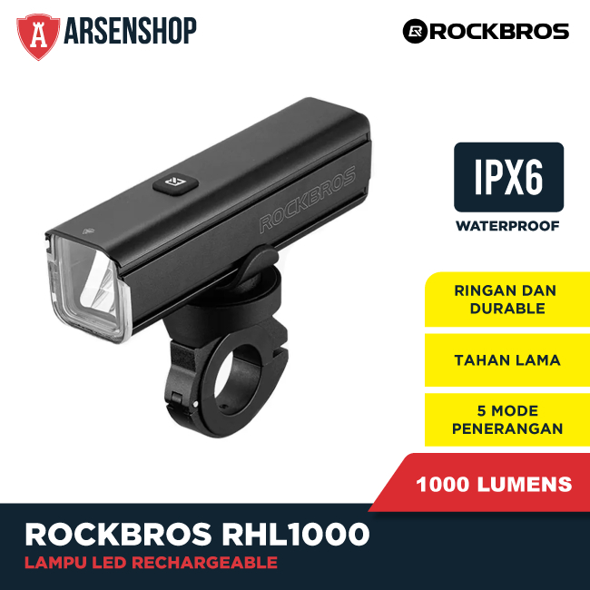 ROCKBROS RHL 1000 Lampu Depan Mount Sepeda LED 1000 Lumens IPX6 Waterproof Rechargeable MTB Roadbike