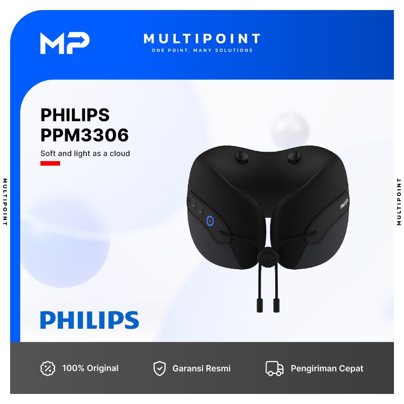 Philips PPM3306 massage Pijat Leher Punggung 360 ° Ring neck support