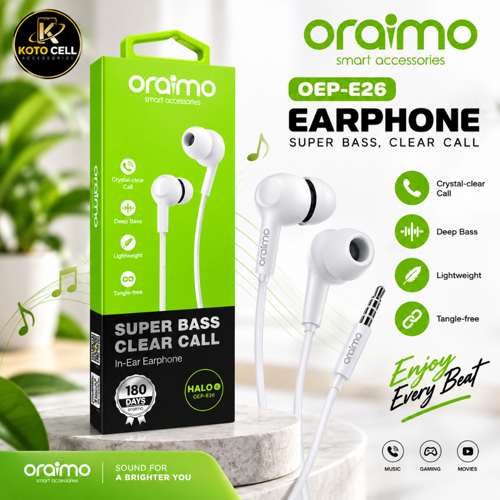 Headset Oraimo HALO OEP- E26 wired In- Ear Earphones