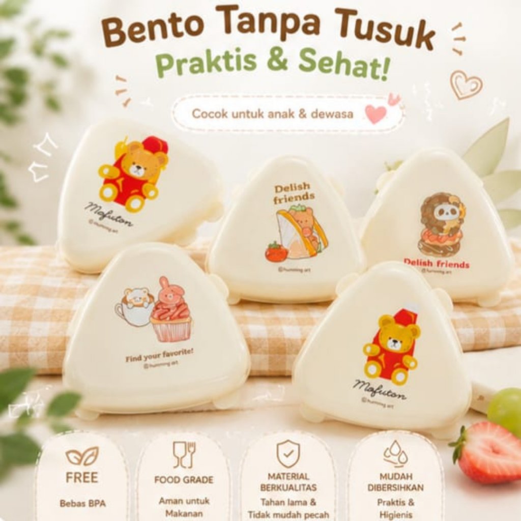 KOTAK TEMPAT NASI KEPAL ONIGIRI ISI 2 BOX 140ml MOFUTON RABBIT KAWAI ONIGIRI CASE BOX SET OF 2