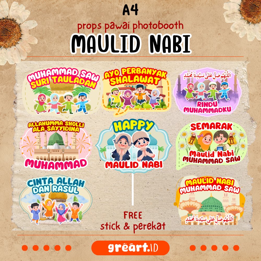 A4 Maulid Nabi Muhammad Kirab Pawai Props Photobooth Dekorasi Maulid Nabi Muhammad