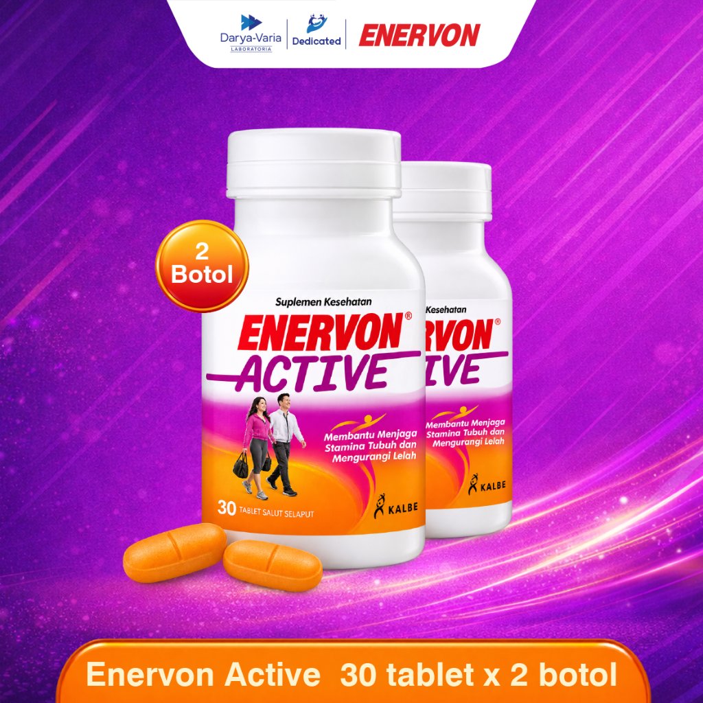 Enervon Active Vitamin C, B Complex, Zinc Isi 60 Tablet (2 Botol x 30 Tablet) - Suplemen Multivitami