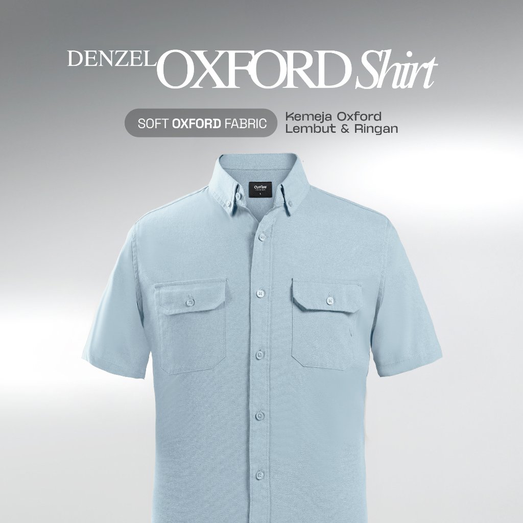 CUTOFF Denzel Oxford Workshirt Kemeja Kerja Polos Pria Pendek