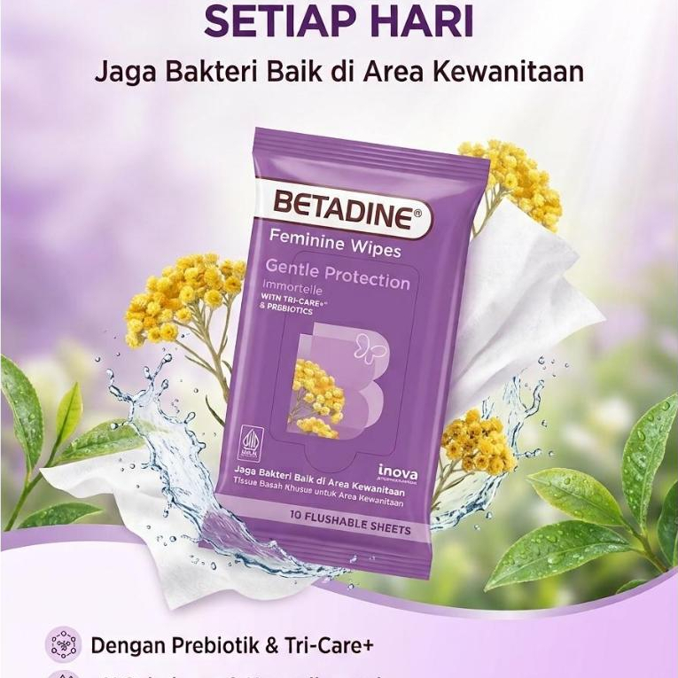 BETADINE FEMININE WIPES Tissue Basah Pembersih Kewanitaan 1 Pack / Betadine Feminine Wipes