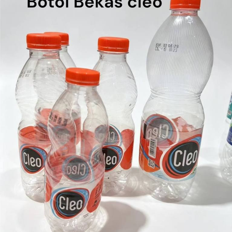 Botol Bekas Cleo Plastik Transparan Tutup Oranye