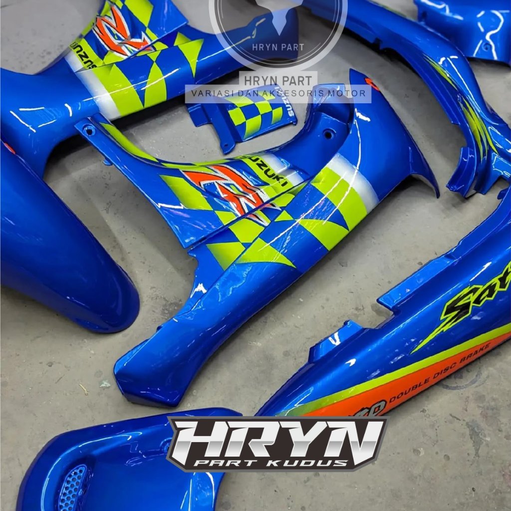 cover bodi satria lumba blue yellow premium - bodi set satria lumba biru - bodi satria lumba