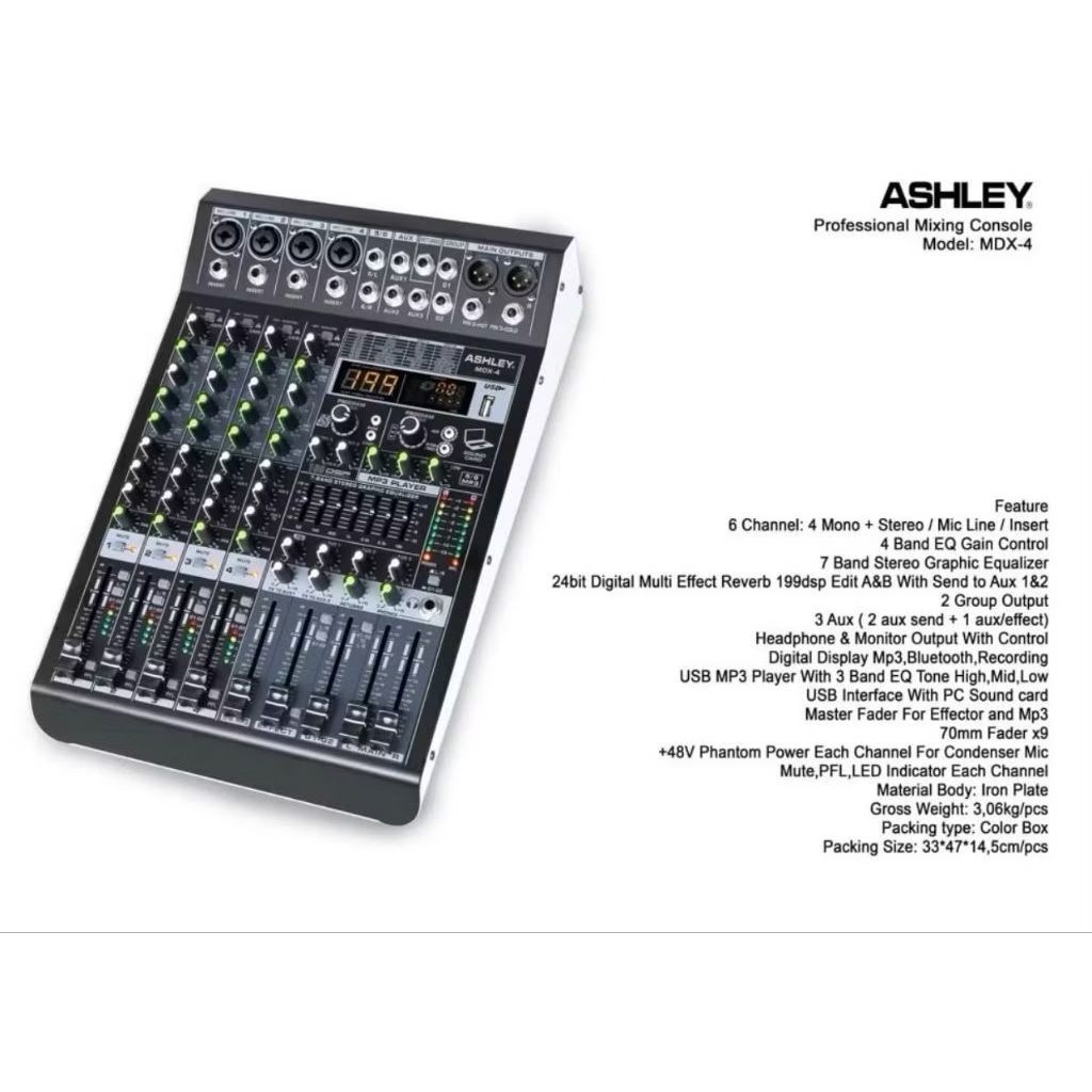 MIXER ASHLEY 4 CHANNEL EFEK ALESIS ASHLEY MDX4 MDX 4 MDX-4 ORIGINAL BERGARANSI RESMI ASHLEY