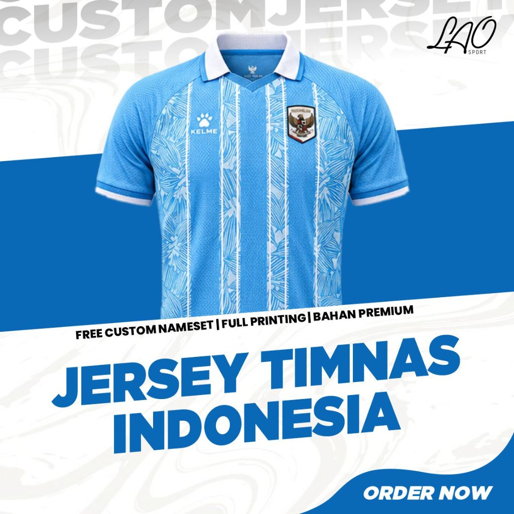 Jersey Timnas Indonesia KELME THIRD BIRU - FULL PRINTING