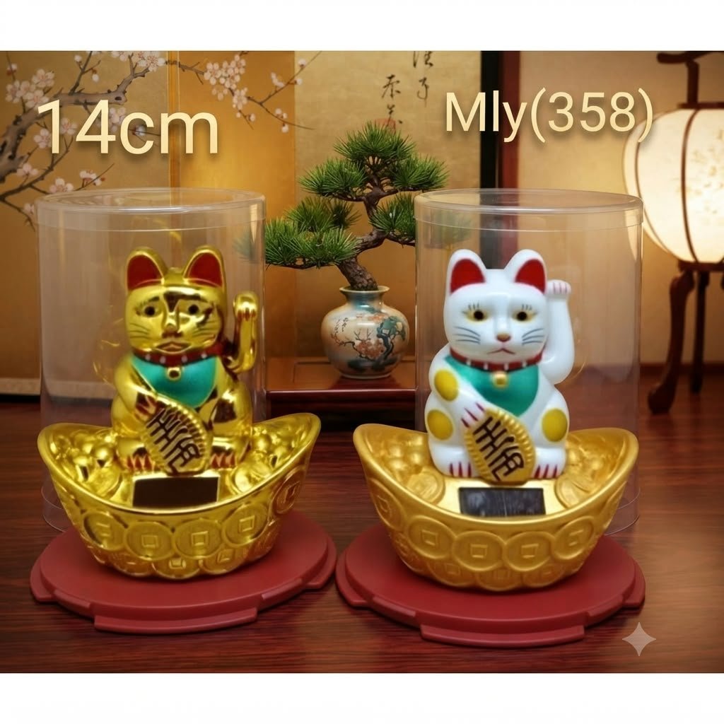 figure/miniatur solar kucing hoki goyang 358