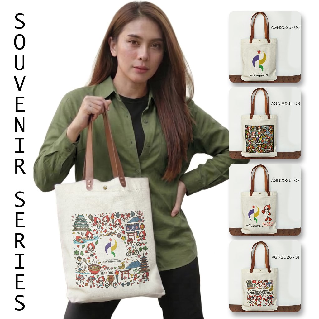 Tas Tote Kanvas Souvenir Series AGN2026 motif Asian Games Aichi-Nagoya 2026