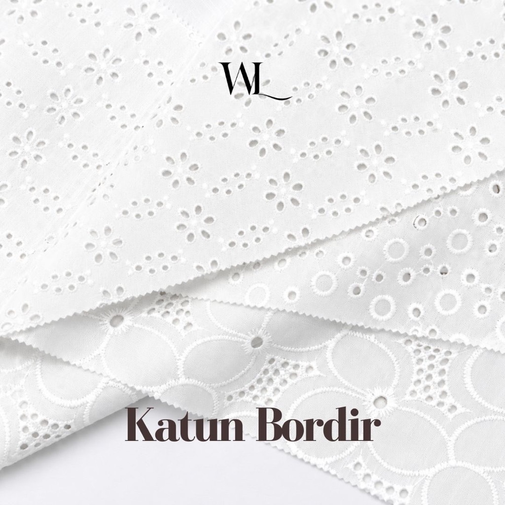 Kain Katun Bordir Bolong/ Dress Blouse Kemeja Premium/ Warna Putih/ Harga per Setengah  Meter