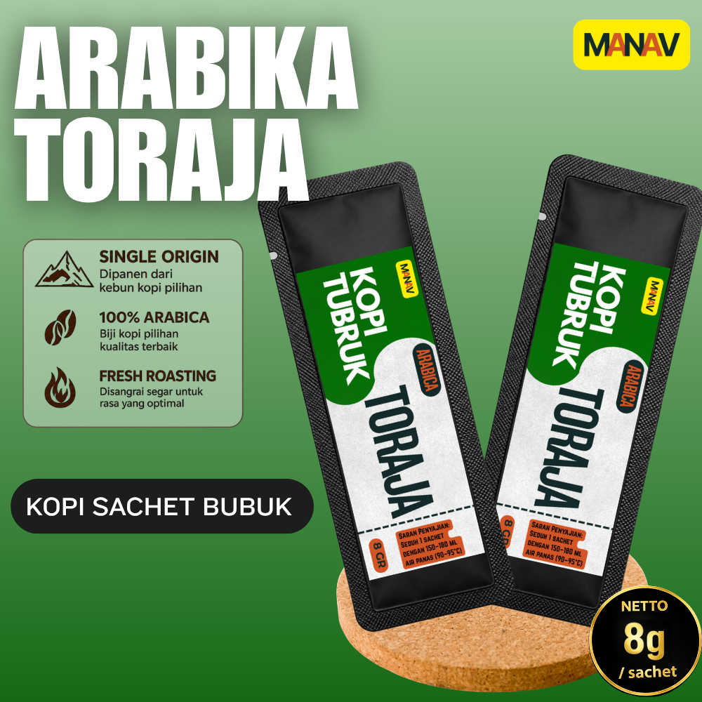Kopi Tubruk Sachet Arabika Toraja / Kopi Tubruk Kemasan Arabika Toraja