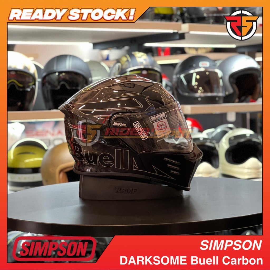 Helm Motor SIMPSON DARKSOME Buell Carbon Modular Helmet Original USA