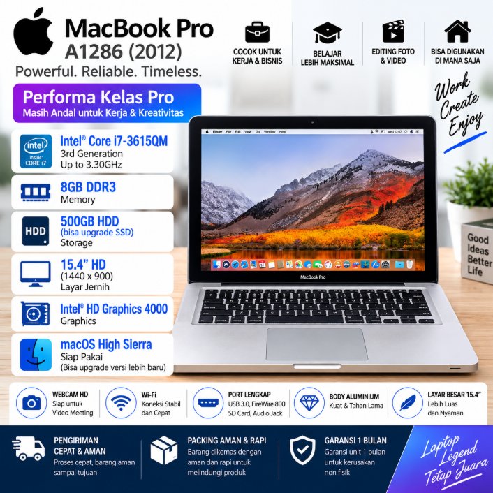 Apple MacBook Pro A1286pro A1278pro  2011 2012 Core i7 Gen 3 RAM 8GB SSD 256GB 15.4 Inch Laptop Appl