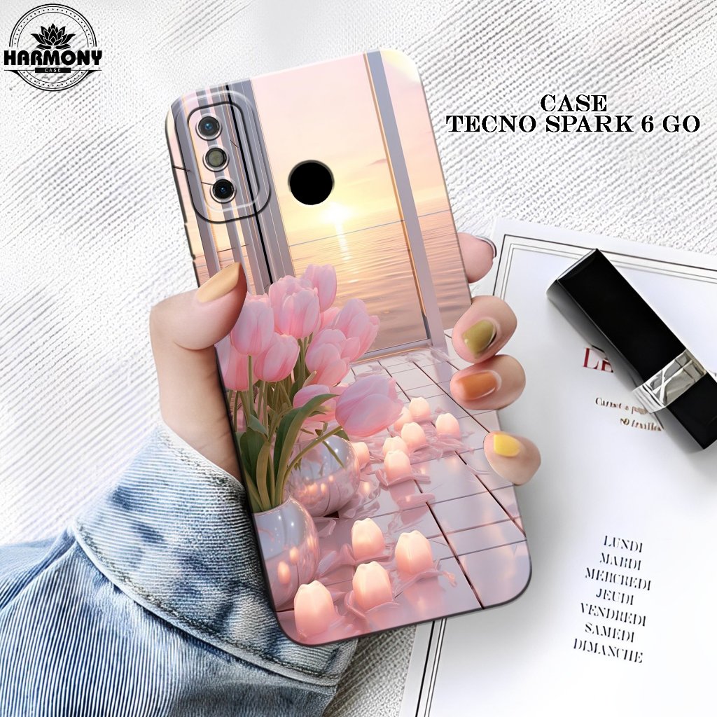 Case Tecno Spark 6 Go Terbaru- Fashion Case Bunga - Softcase Tecno Spark 6 Go - Silikon Pro Camera -