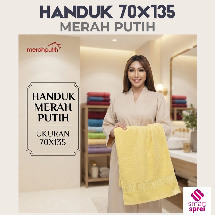 HANDUK MERAH PUTIH 70x135 / Handuk MP 70x135 / HANDUK DEWASA 70x135 (Handuk 100% Katun 315gr)