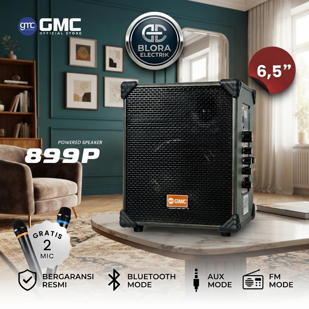 Speaker Bluetooth Portable GMC 899P Free 2 Mic Wireless