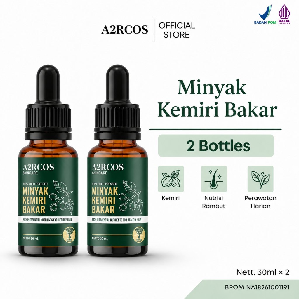 A2RCOS Minyak Kemiri Bakar Set 2 buah 30ml Hair Serum Treatment With Biotin Keratin