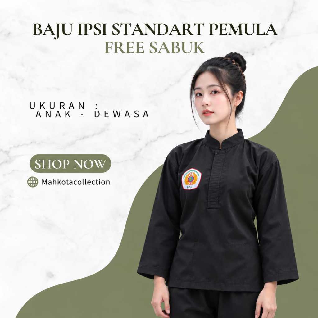 Seragam Pencak Silat IPSI Hitam American Drill /baju silat ipsi premium