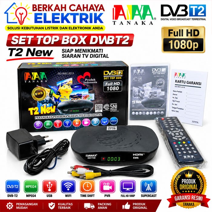 TANAKA T2 NEW Set Top Box DVB T2 TV Digital Full HD 1080P MPEG4 USB HDMI WiFi PVR Time Shift STB Tan