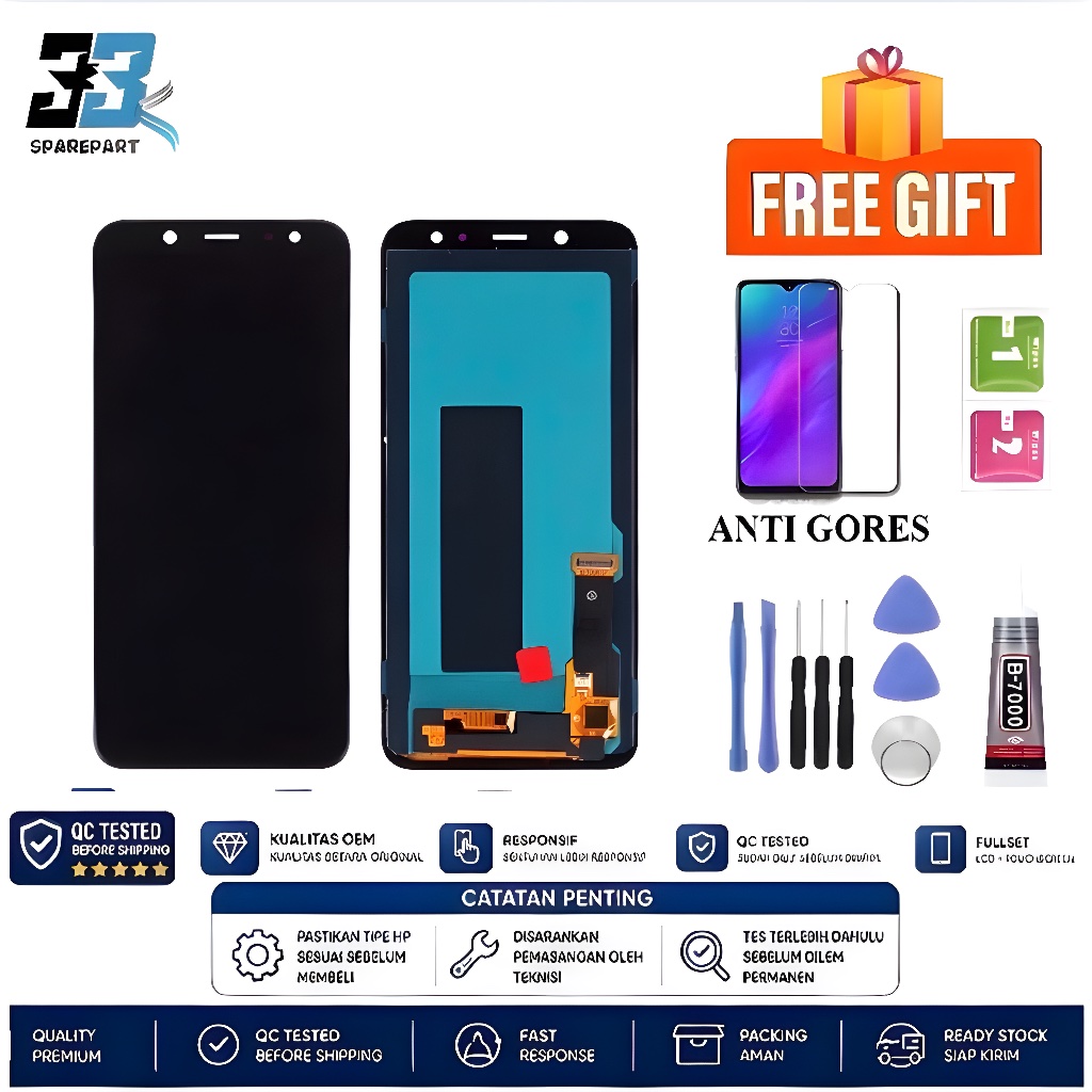 LCD FULLSET SAMSUNG A6 (2018) / A600 / J6 2018 / J600 ORIGINAL OLED