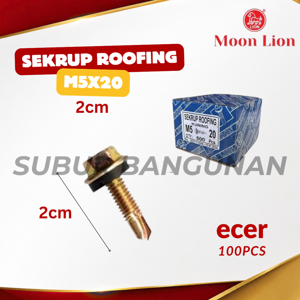 (100Pcs) Baut Roofing/ Baut Spandek/ Baut Drilling/ Skrup Spandek 2 CM