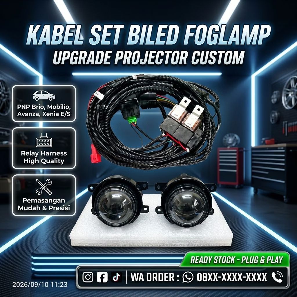 kabel biled foglamp Brio ,Mobilio ,Avanza , Xenia E/S upgrade foglamp biled relay projector custom