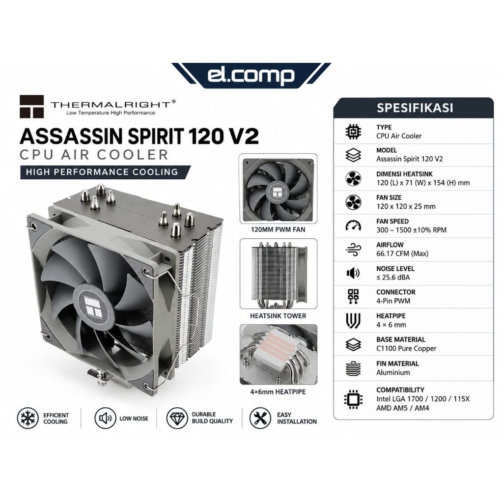 THERMALRIGHT CPU AIR COOLER ASSASSIN SPIRIT 120 V2