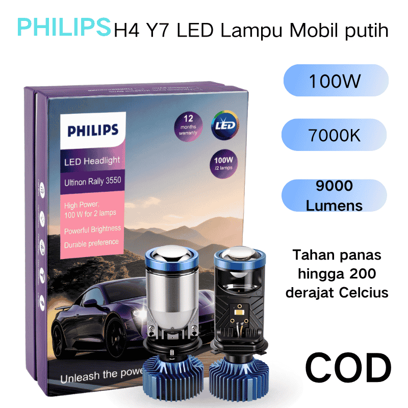 Philips H4 Y7 LED Untuk Upgrade Pencahayaan Mobil Motor Soket H4