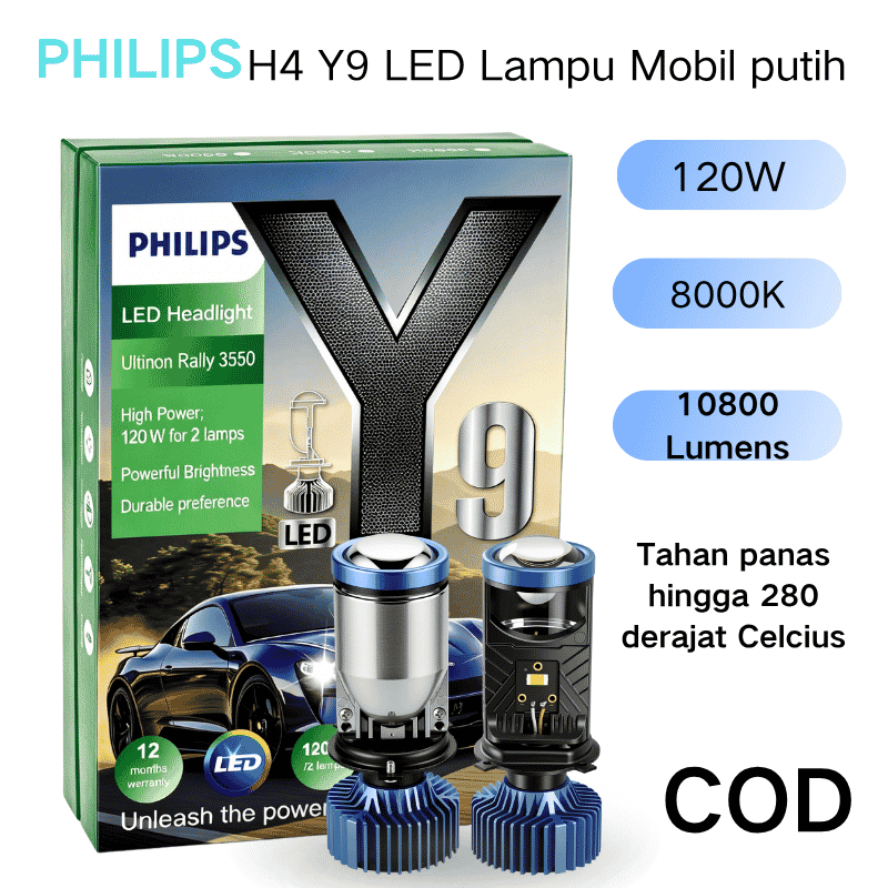 Philips LED H4 Y9 Lampu Mobil Soket H4