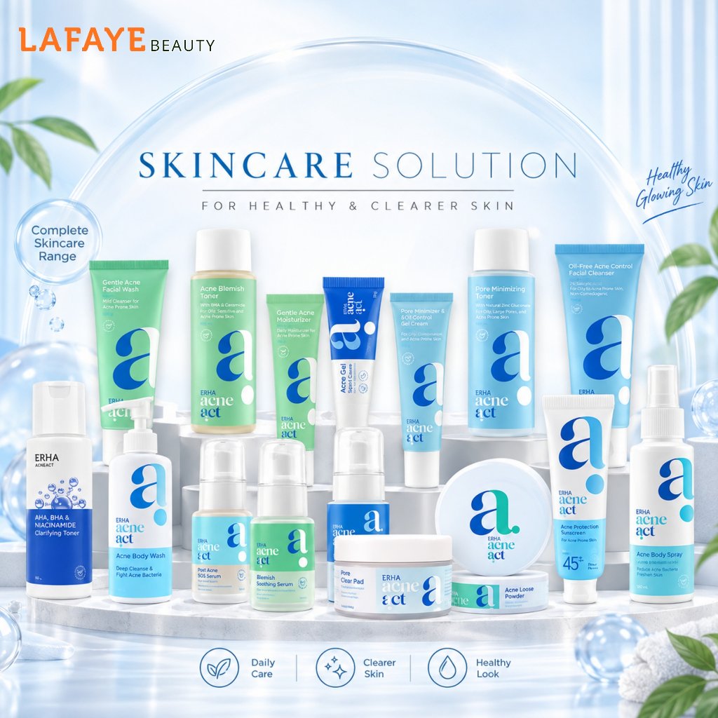 ERHA Acneact Acne Spot ACSBP Toner Sunscreen Powder Moisturizer Body Wash Perawatan Kulit Jerawat