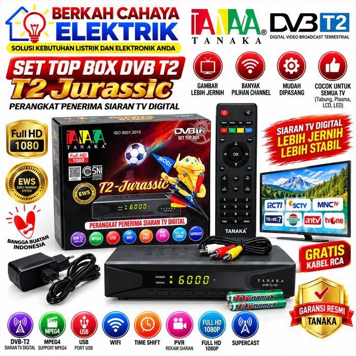 TANAKA JURASSIC T2 Set Top Box DVB T2 TV Digital Full HD 1080P MPEG4 USB WiFi PVR Time Shift STB Tan