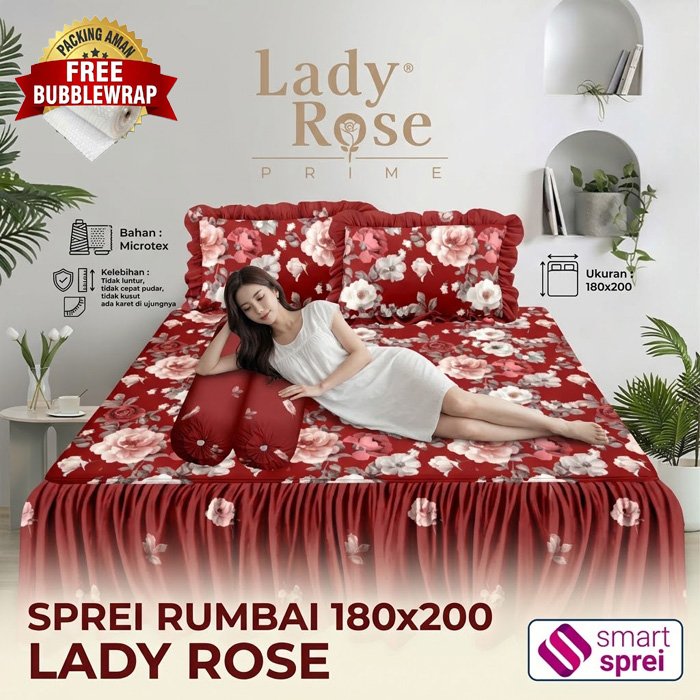 SPREI LADY ROSE RUMBAI 180x200 / SPREI RUMBAI LADY ROSE / SPREI LADY ROSE 180x200 RUMBAI