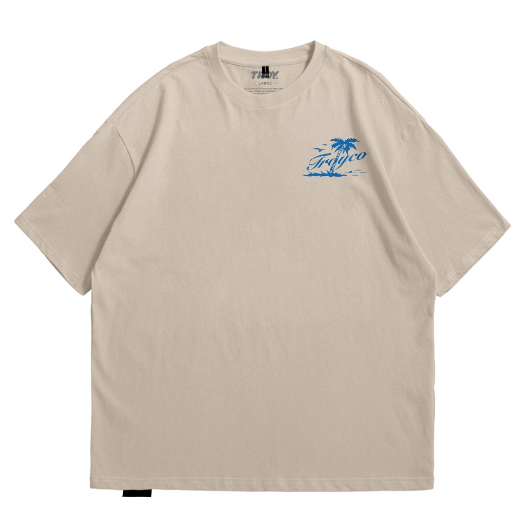 Troy Company Oversized T-Shirt Beige Sumtime - Kaos Oversize Pria Beige OVD 3720