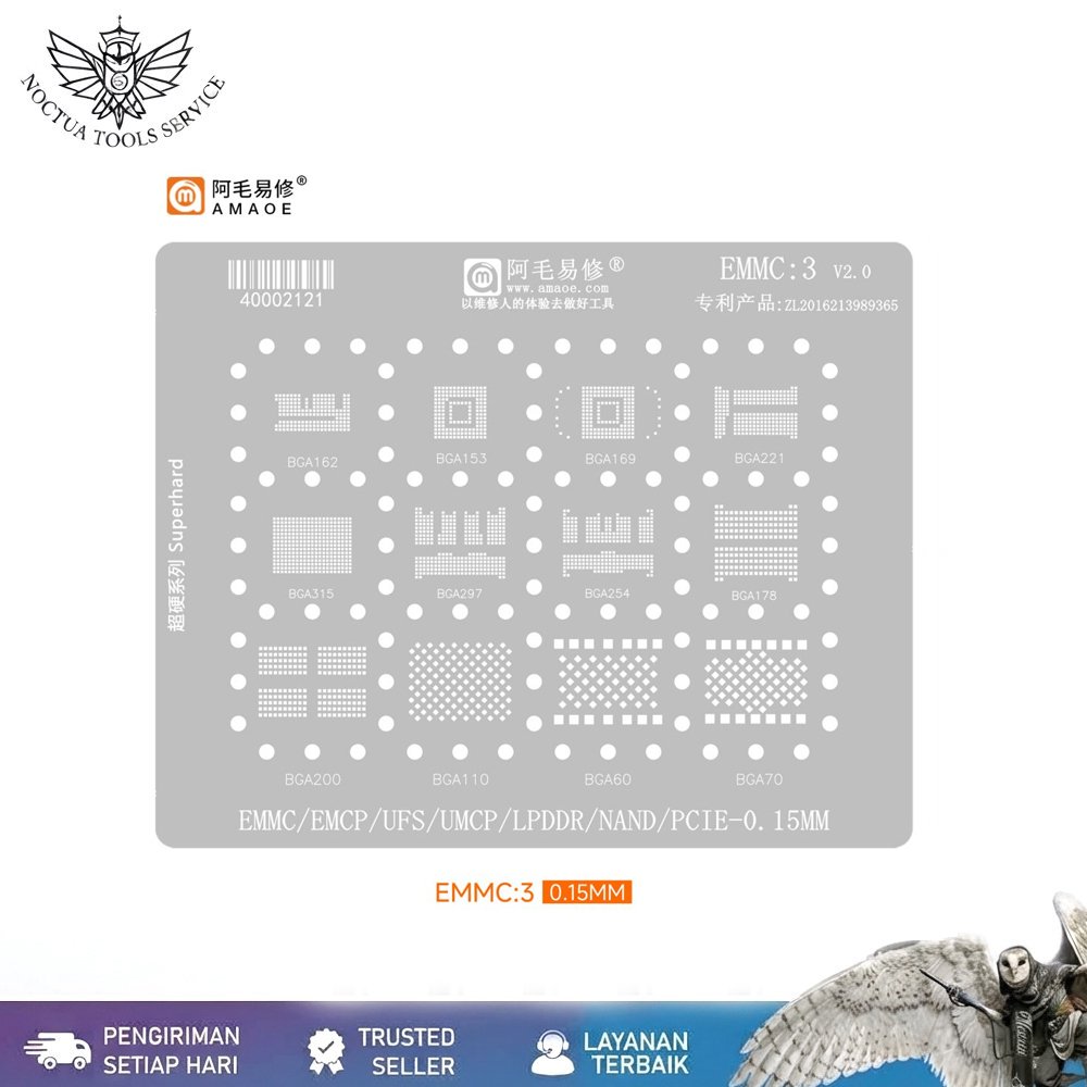 Plat Cetakan EMMC3 UFS NAND UMCP Amaoe Original Bga Ic / Plat EMMC 3 / Plat Cetakan Amaoe U-Ufs 1