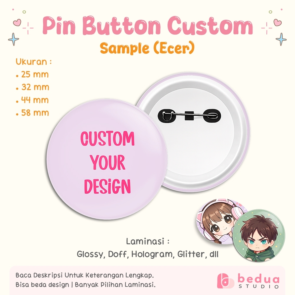 (Satuan) Pin Button Custom Badge Pin Peniti Custom Souvenir