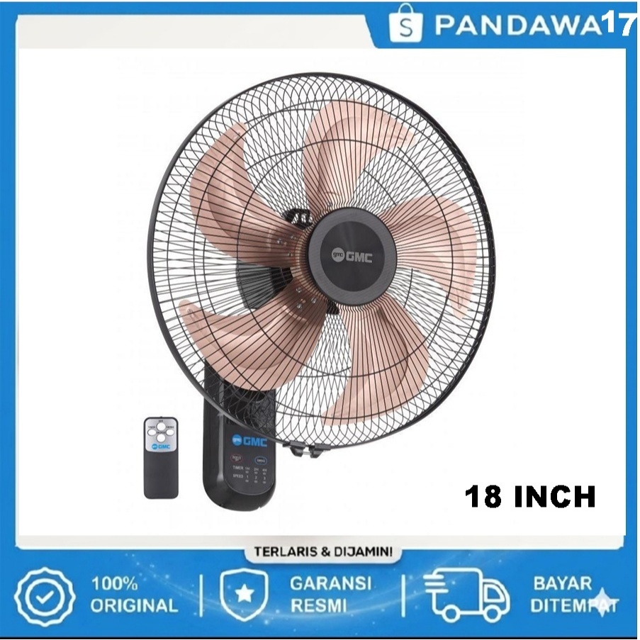 KIPAS ANGIN DINDING WALL FAN GMC 521 Remote - 18 inch Angin Super Kenceng