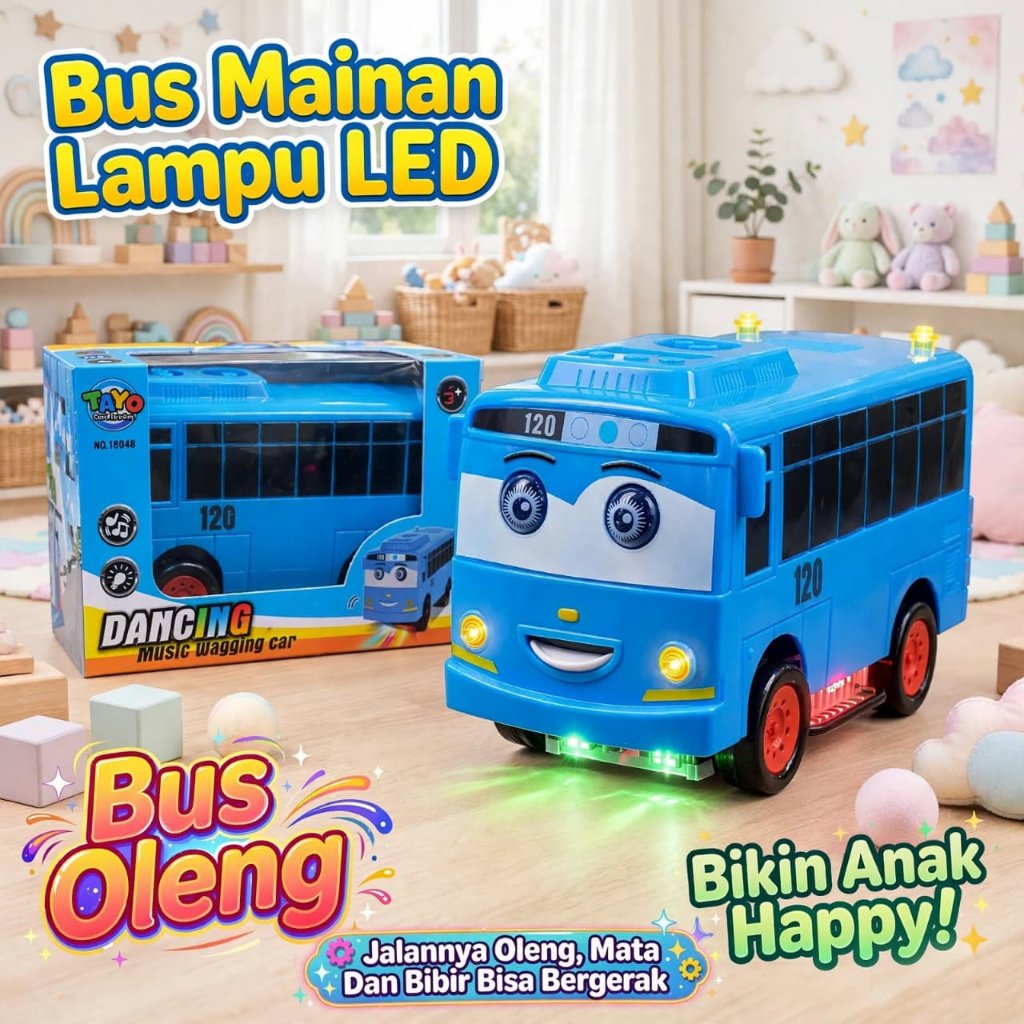Mainan Anak Mobil Bus BO & Mainan Anak  Bus Telolet Oleng